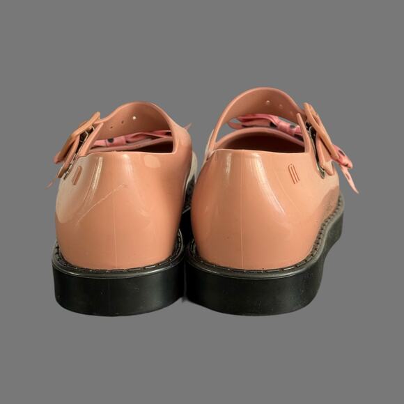 Mini Melissa Maggie Bow Pink/Black Girls Shoe Size 8 GUC - Picture 4 of 9